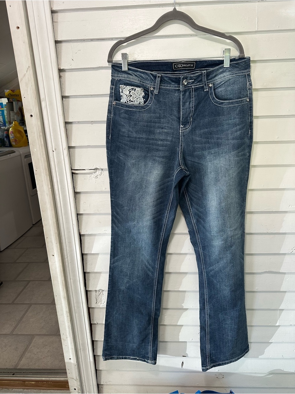 Women's Dark Blue Lace-Accent Bootcut Jeans Cato size12